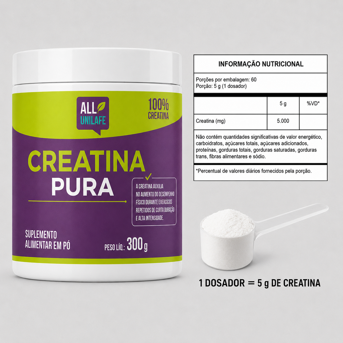 Creatina Pura | 300g | 100% Creatina Monohidratada