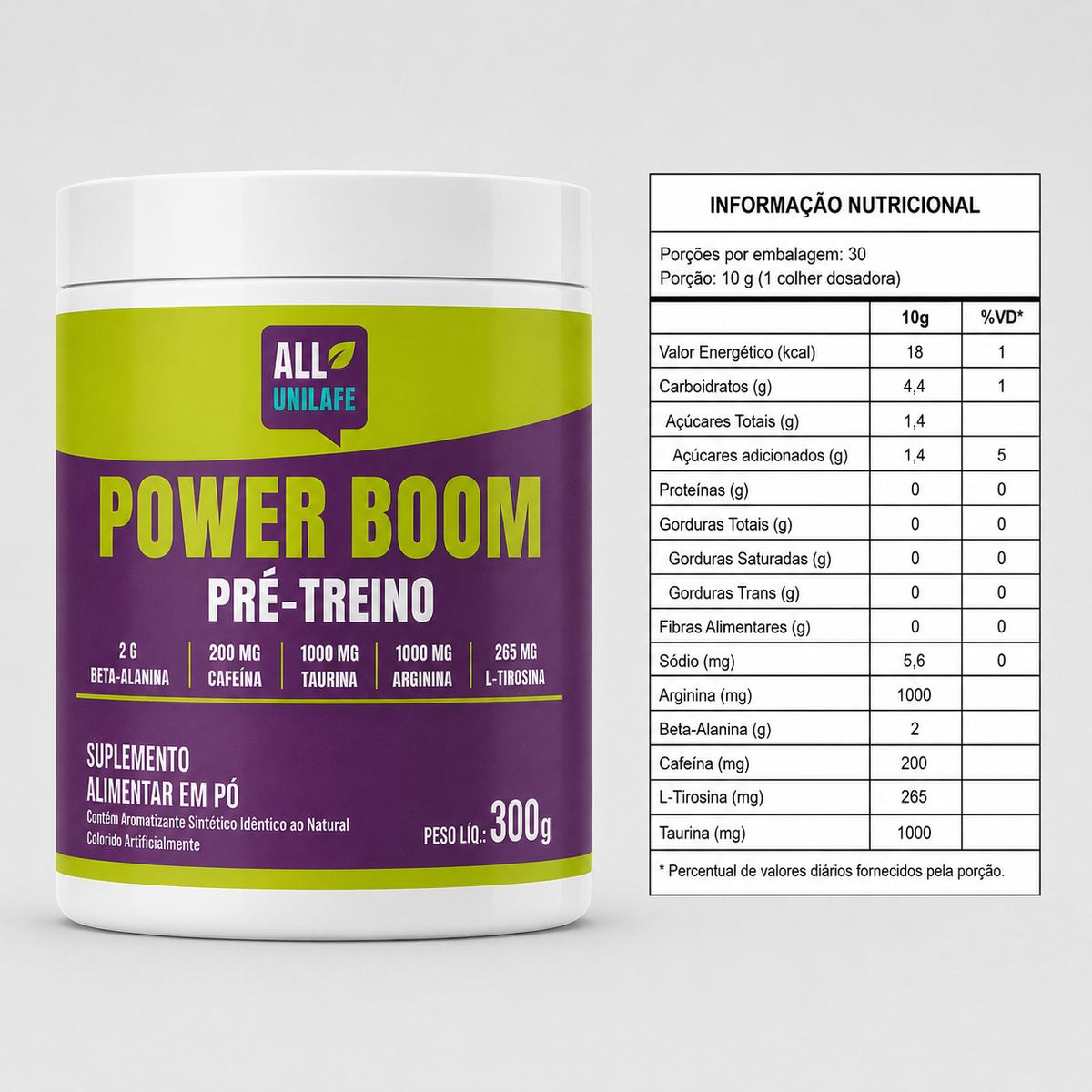 Pré-Treino Power Boom  | 300g | Frutas Vermelhas